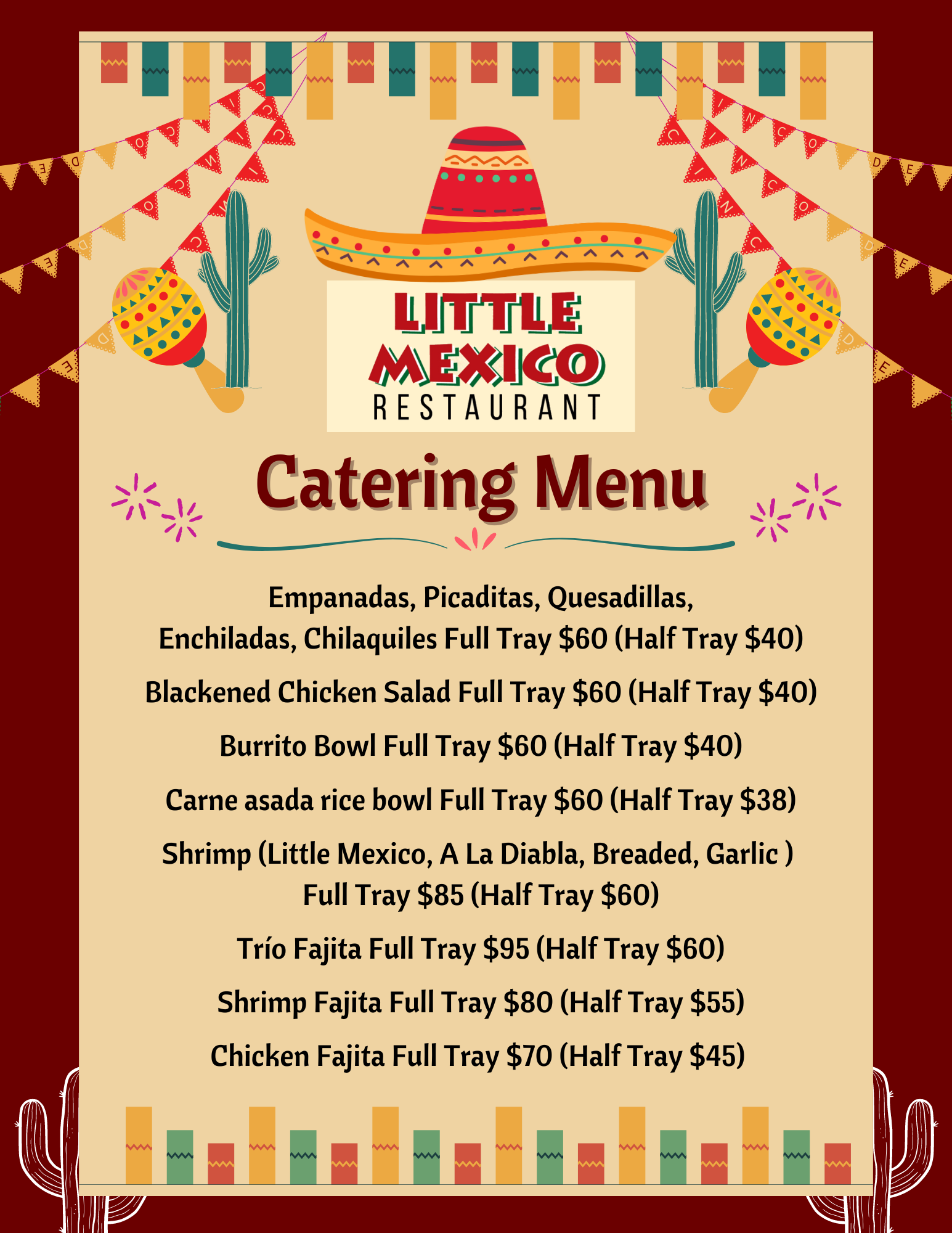 Little Mexico Catering Menu 8222024